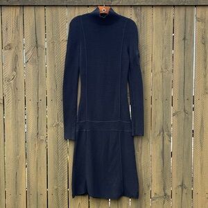 Athleta Black Ribbed Cotton Long Sleeeve Turtleneck Sweater Dress Women’s XS